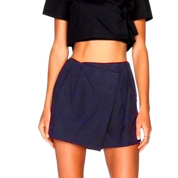 Marc By Marc Jacobs Pants - Marc by Marc Jacobs Pleated 4" Wrap Skort Shorts Cotton Spandex Navy Blue US 6